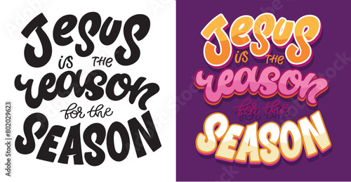 Postcard about Jesus - Lettering quote hand drawn doodle postcard. T-shirt design, mug print.