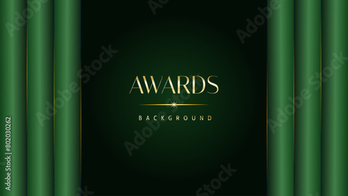 Green golden award graphic background. Elegant luxury corporate modern template. Trophy banner flyer certificate. Vector illustration design.
