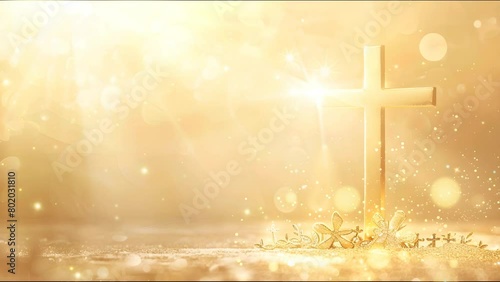 beautiful golden colored christian cross background photo