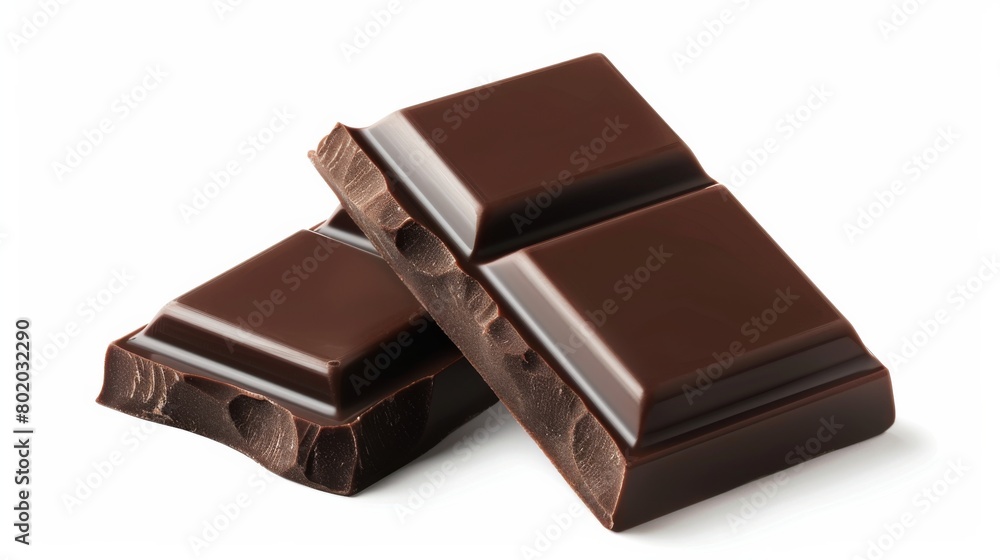 Assorted Dark Chocolate Pieces Close-Up isolated in white background Assorted Dark Chocolate Pieces Close-Up isolated in white background