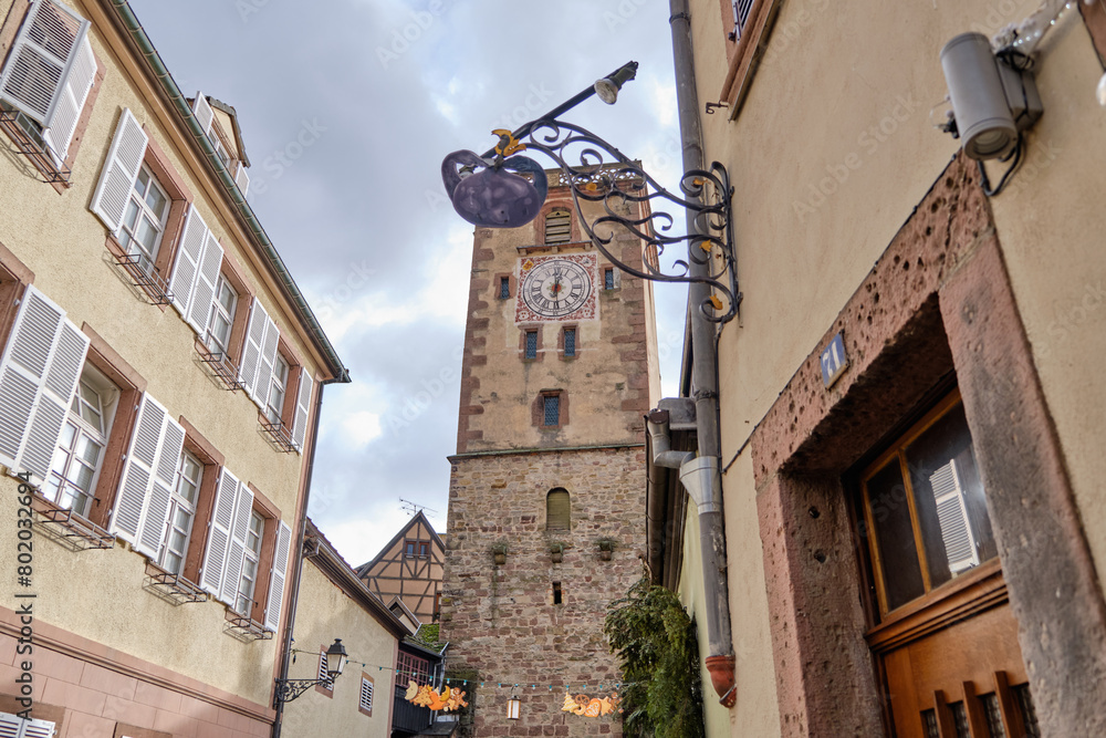 Alsace, Ribeuaville: beautiful architecture in Ribeauville town, Alsace, France