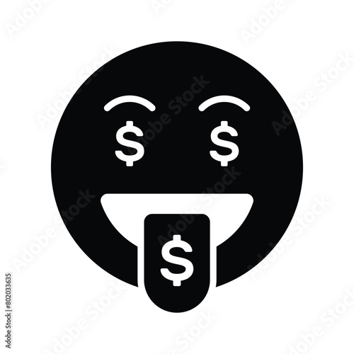 Rich emoji vector design, greedy expressions, dollar sign on tongue