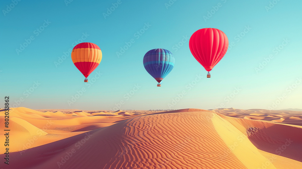 Fototapeta premium Mongolfiere sopra il deserto. Viaggiare.