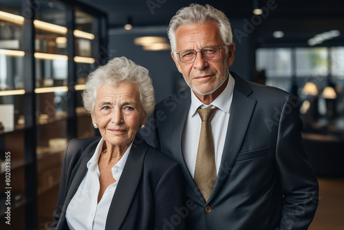 Elderly couple pensioners business partners together generative AI portrait