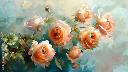Beautiful roses on color background