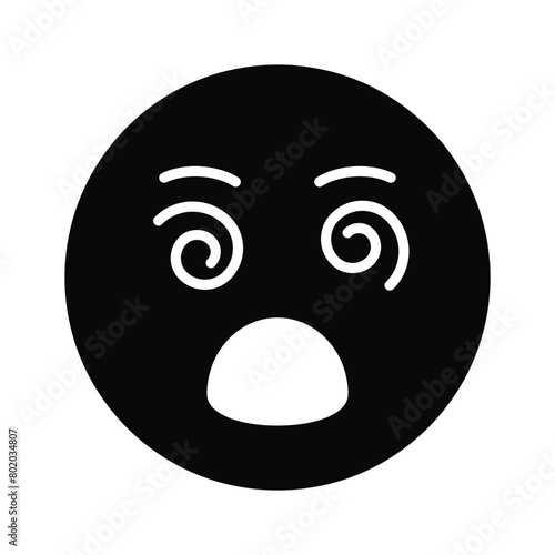 Dizzy emoji icon, dizziness expression vector design