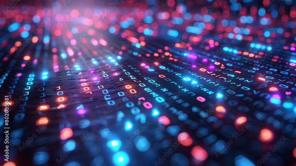 Abstract Background of Binary Code and AI Algorithms. Technology and ...