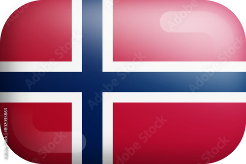 Norway Official National Flag 3D Rounded Glossy Icon Isolated Design Element