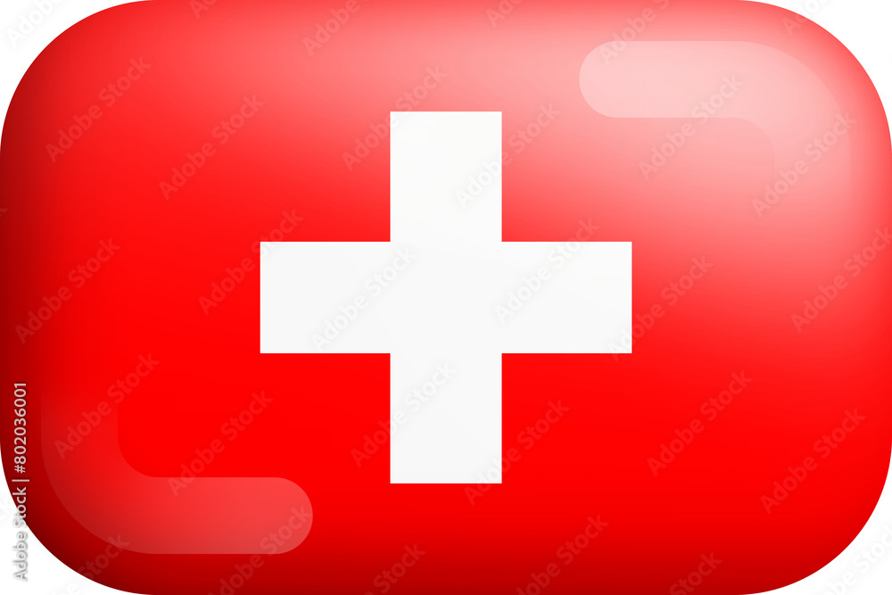 Switzerland National Flag 3D Rounded Glossy Icon Isolated Design Element Switzerland National Flag 3D Rounded Glossy Icon Isolated Design Element