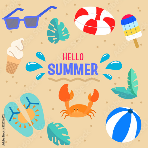 Summertime Fun Beach stickers Graphics Collection.