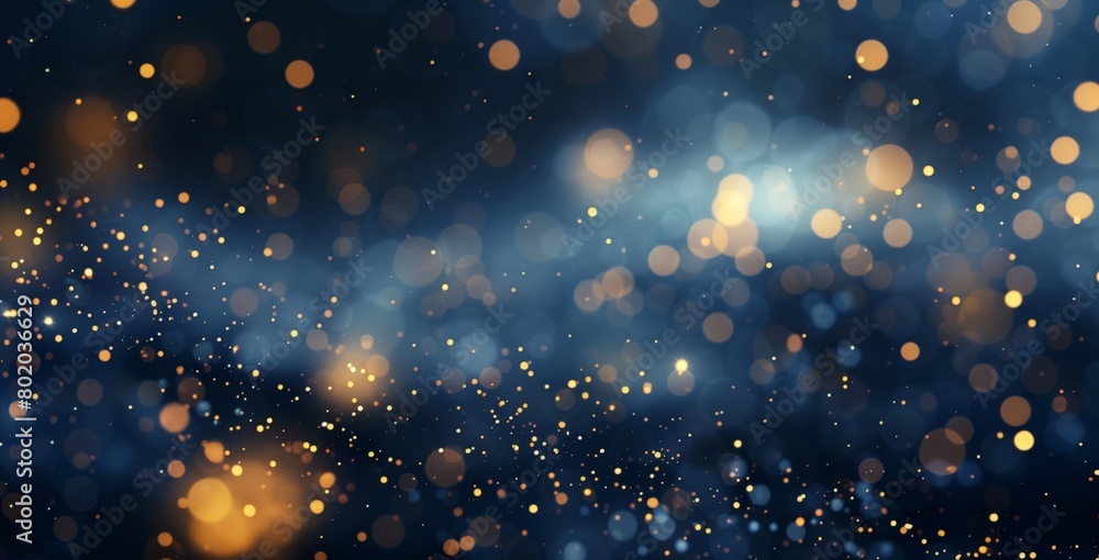 Dark blue and gold abstract background, shimmering particles and space for text. Christmas and New Year concept. Greeting card or poster style design element Dark blue and gold abstract background, shimmering particles and space for text. Christmas and New Year concept. Greeting card or poster style design element