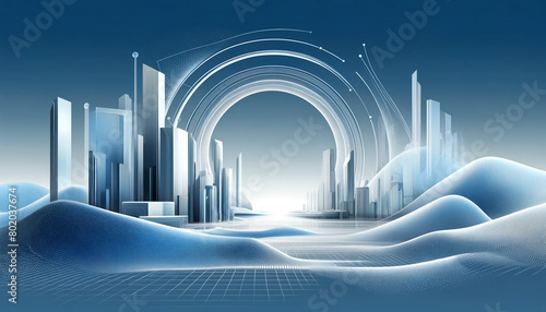 Wallpaper Mural Blue and White Futuristic Landscape with Smooth Gradient Torontodigital.ca
