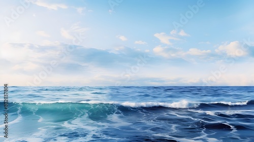 Image of a Serene Seascape with Calming Blue Tone, Tranquil Background for Soothing Themes, Hand Edited Generative AI