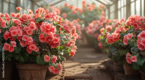 Pink flowers abound in greenhouse