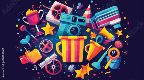 entertainment icons design Vectot style vector design