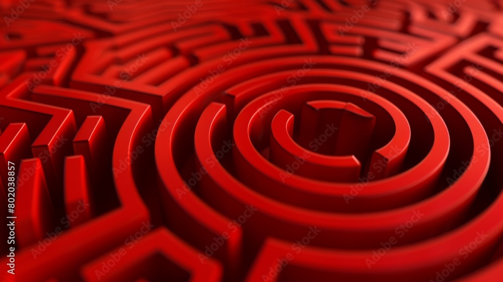 A red maze with a circular center