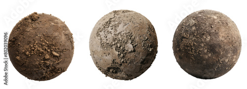 floated round dirt ball isolate on transparency background PNG