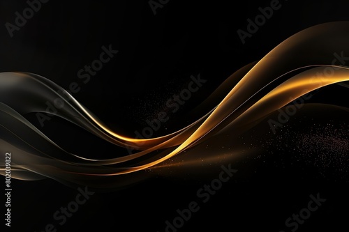 Abstract gold wave on black background. Generative AI