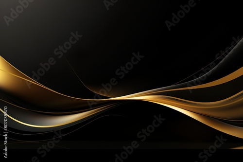 Abstract gold wave on black background. Generative AI