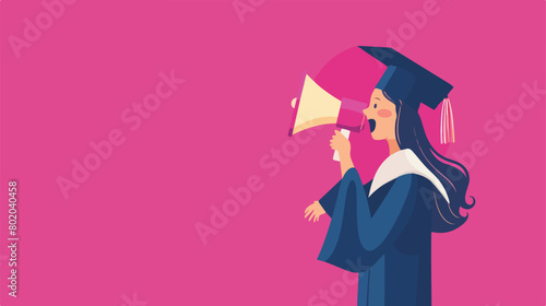 Female graduate student with diploma shouting 