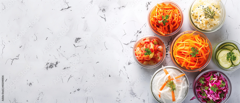Healthy fermented foods with copy space
