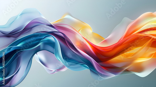 Wavy glass chromatic effect gradient abstract shape 3d rendering, abstract rainbow color background with lines and waves, Beautiful background of fused flowing frozen glass 