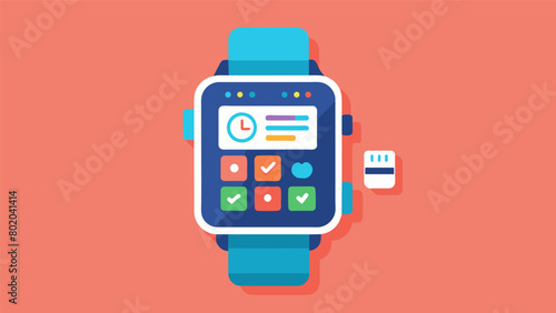 A smarch with a preprogrammed schedule and reminders to help nonverbal individuals with time management and organization.. Vector illustration