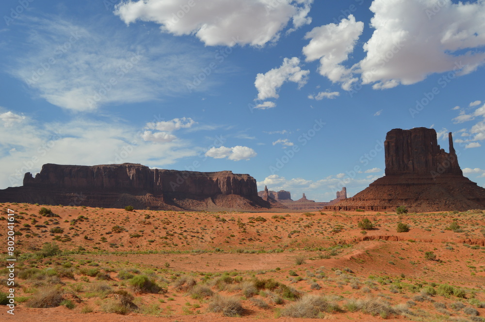 Mountainous Land formations in summer in Monument Valley USA