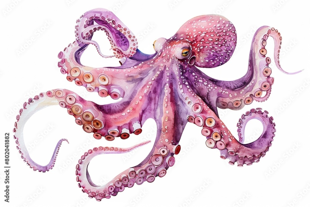 Watercolor Illustration of Pink Octopus
Watercolor Illustration of Pink Octopus