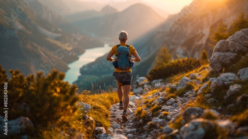 Wallpaper Mural Fit elderly runner ascending steep inclines with determination, defying stereotypes and embracing the joy of trail running. Torontodigital.ca