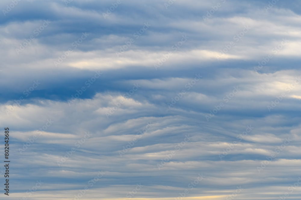 Wavy overcast sky, full frame of cloud and wind