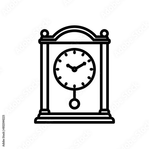 pendulum wall clock line icon, isolated background