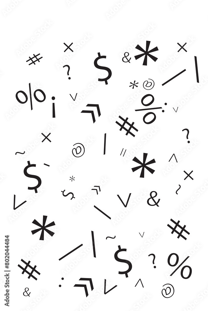 Vector illustration of a set of numbers and symbols on a white background Vector illustration of a set of numbers and symbols on a white background