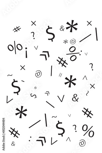 Vector illustration of a set of numbers and symbols on a white background