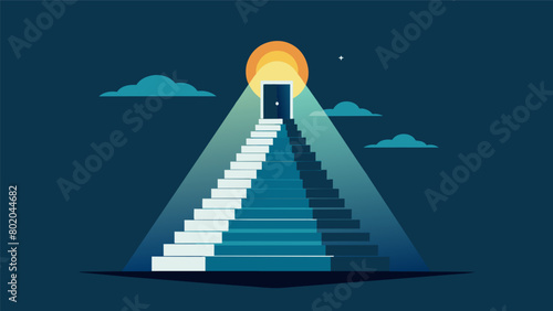 A staircase leading up to a shining light depicting the upward journey towards relief from depression through ketamine treatment..