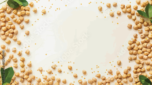 Frame made of raw chickpea on light background Vector