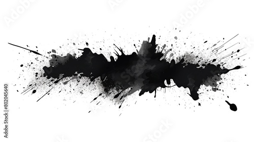 Black ink paint brush splash grunge style isolated on white background.