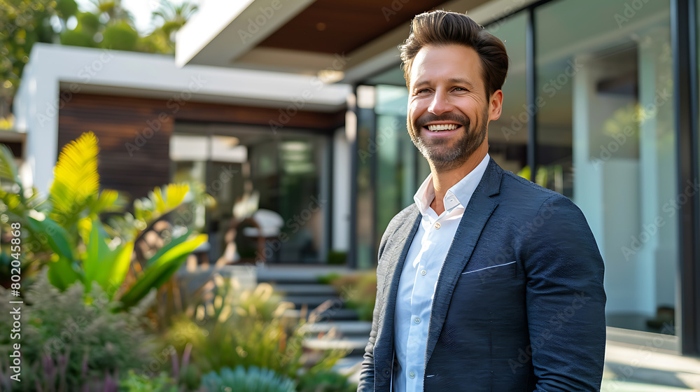 a man standing outdoors looking at camera and smiling.