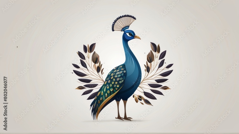 Fototapeta premium Indian Peafowl minimalist logo