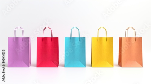 Colorful shopping bags with light reflection isolated on white background