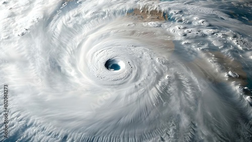 Super typhoon approaching coast technology tracks eye of hurricane on planet. Concept Natural Disasters, Weather Tracking, Hurricane Technology, Predictive Tools photo