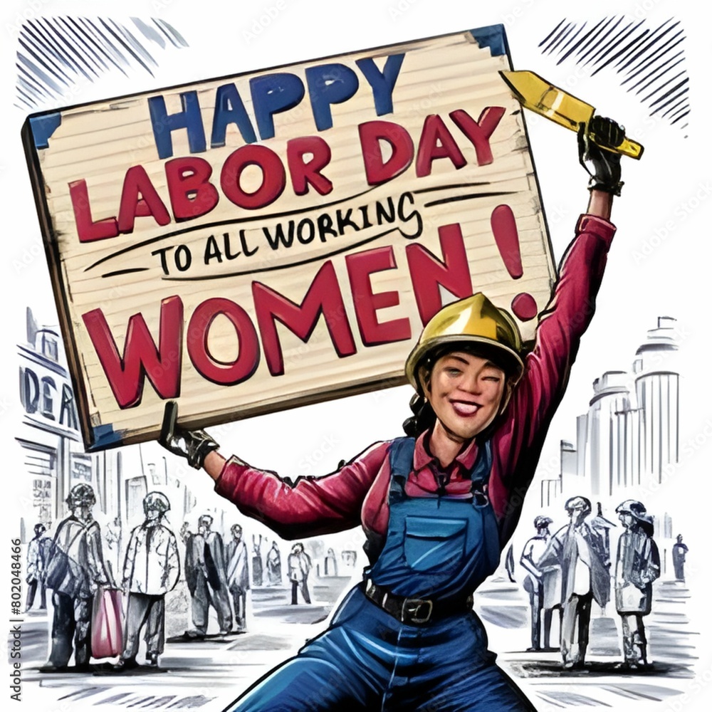 Obraz premium 1st may, happy labour day vector image, Happy labour day background, happy Labour day or international workers day vector illustration with workers,
