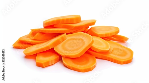 Fresh and tasty carrot slices isolated on white background.