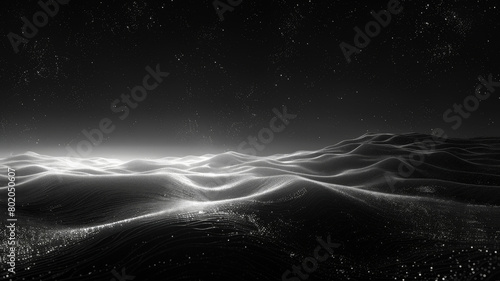 A black and white image of a vast