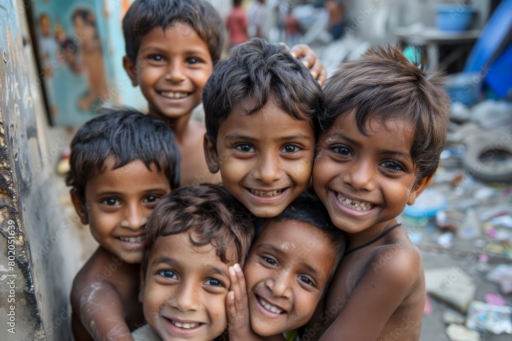 Portrait of a group of Indian children Portrait of a group of Indian children
