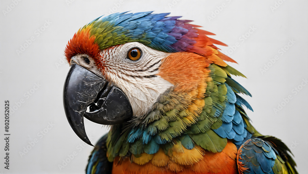 Obraz premium Portrait of a macaw parrot. colorful, white background.