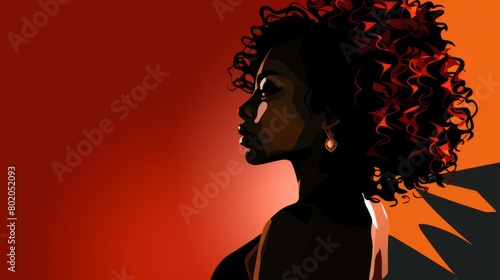 Confident African American Woman with Curly Hair Portrait in Studio