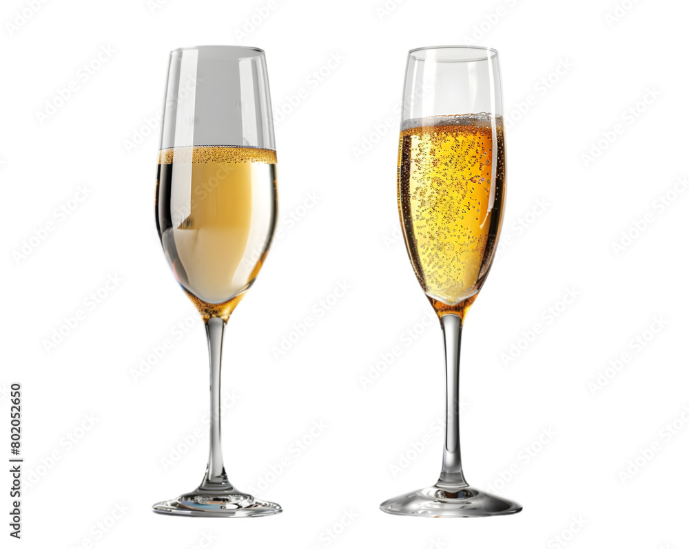 champagne wine glass goblet on transparent background