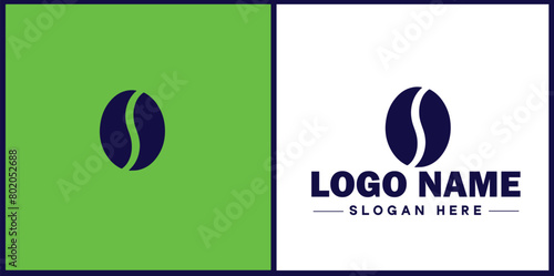 coffee bean icon logo Hot coffee shop Cafe food court store modern flat business vector logo