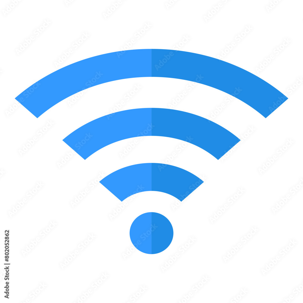 Icon depicting a blue Wi-Fi zone on a white background Icon depicting a blue Wi-Fi zone on a white background